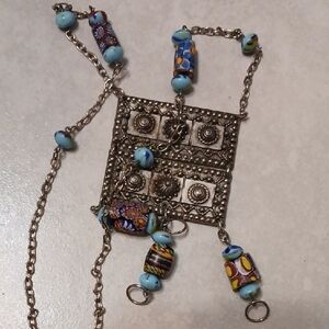 Bohemian Silver and Multicolor Beaded Necklace